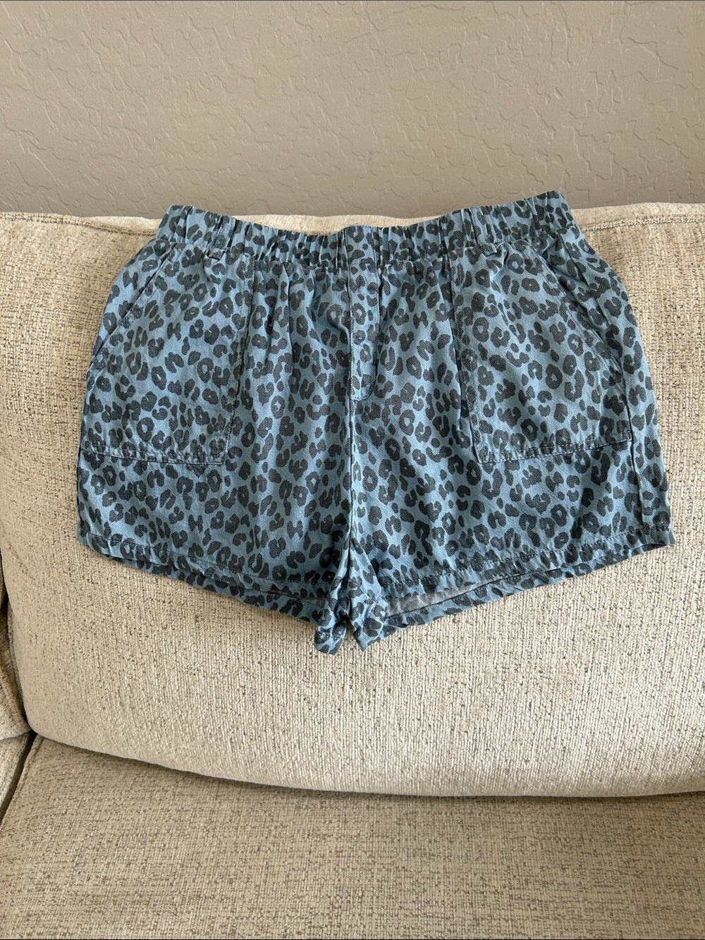 Le Lis Blue Leopard-Print Athletic Shorts
